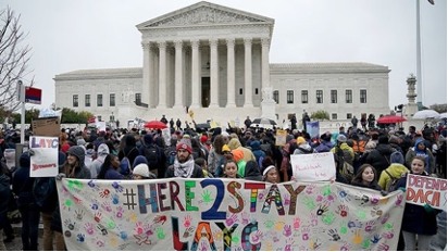 Photo of a protest at the Supreme Court